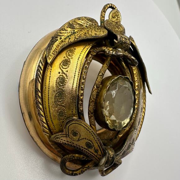 Antique Victorian 12kt gold gilt & 10kt solid base genuine citrine pendant - Picture 2 of 10